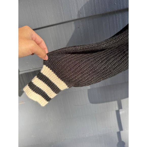 Steve Madden Womens‎ Black Cream Striped Long Sleeve Pullover Sweater Size Small - Picture 5 of 7